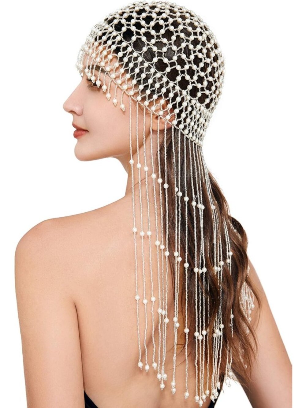 1920s Pearl Flapper Headpiece | Roaring 20s Beaded Cap for Costume Parties